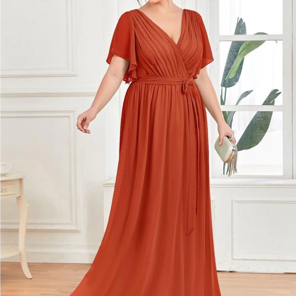 Ever Pretty Burnt Orange Formal Maxi Dress